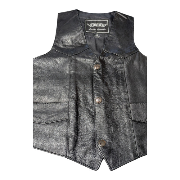 Unik leather vest with Harley Davidson patch Size Med Great Condition - Picture 2 of 11